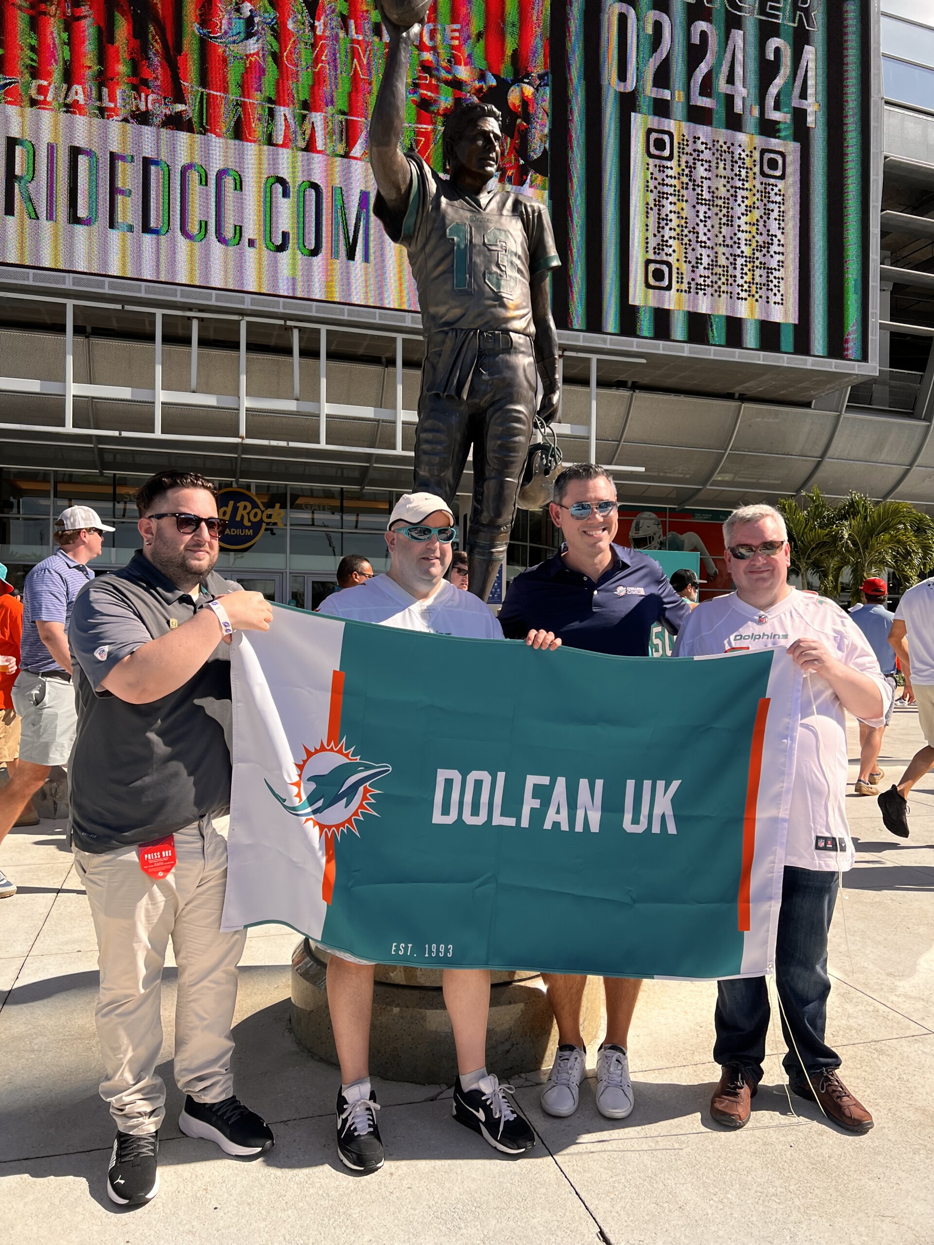 Dolfan UK fans showing off club flag